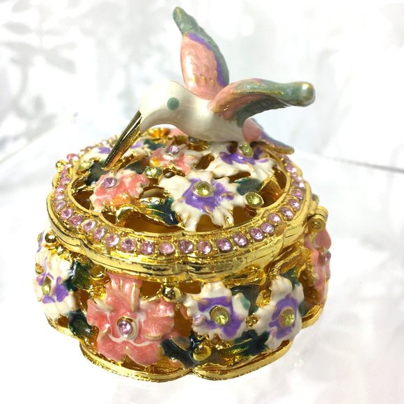 Humming Bird Jeweled Trinket Box - Picture 3 of 9